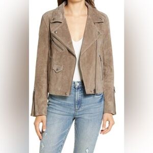 BLANKNYC Vital Signs Suede Moto Jacket FRENCH TAUPE, Size Small